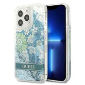 Ovitek Guess Flower Liquid Glitter za iPhone 13 Pro/13, zelen