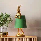 Kare namizna svetilka Animal Rabbit, zlata/zelena, 68 cm, E14 - Dnevna soba/jedilnica - Dizajn - zlato, zeleno - Plastika