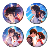 Set bedževa Anime Your Name, 37 mm, 4 kom