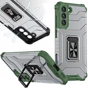 HURTEL Ovitek Crystal Ring Case hibridni oklepni ovitek + magnetno držalo za Samsung Galaxy S22+ (S22 Plus) zelen