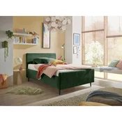 MID.YOU OBLAZINJENA POSTELJA 120 cm x 200 cm , tekstil, leseni material olivno zelena
