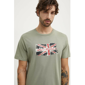 Pamučna majica Pepe Jeans Clag za muškarce, boja: zelena, s tiskom
