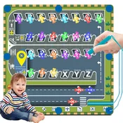 Nikcorp Montessori magnetna tabla z abecedo, lesena izobraževalna sestavljanka labirint, motiv letala, 3-5 let