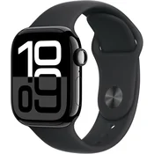 Apple Watch Series 10 [GPS 42mm case] Smartwatch with Jet Black Aluminium Case with Black Sport Band - S/M. Fitness Tracker, ECG App, Always-On Retina Display, Water Resistant