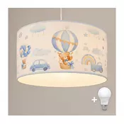 Brilagi - LED deciji luster na sajli BOBO 1xE27/10W/230V precnika 35 cm plava/medvedici