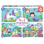 Puzzle rozprávky Fantasy Friends Progressive Educa veselé deti 20-40-60-80 dielne od 4 rokov EDU18905