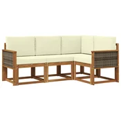 Set vanjskih sofa 4 pcs Prirodna i krem Poliester