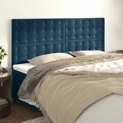 Vidaxl Vzglavje postelje temno modro 200x5x118/128 cm žametno