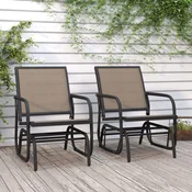 vidaXL Vrtni drsni stoli 2 kosa rjavi 61x76x87 cm tekstilen in jeklo