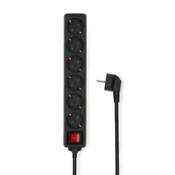 Nedis Razširitvena vtičnica Tip F CEE 7 7 6 smerni 3 00 m 3680 W 16 A Vrsta ozemljitve stranski kontakti 230 V AC 50 60 Hz Kot vtičnice 45 H05VV F 3G1 5 mm2 Stikalo za vklop izklop Črna