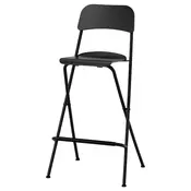 FRANKLIN Barska stolica s nasl.,sklopiva, crna/crna, 74 cm