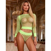 SuperLove Yolo Long Sleeve Fishnet Set 3534 Green L-XXL