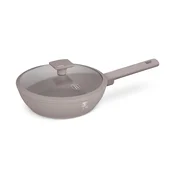 Globoka ponev s steklenim pokrovom in titanovo površino Taupe 24cm 55590