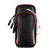 Sportska torbica za telefon Pro Runner - visokokvalitetna prijenosna torbica s dva pretinca i instalacijom na ruku - crno-crvena