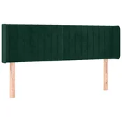 Vidaxl Vzglavje z ušesi temno zeleno 147x16x78/88 cm žamet