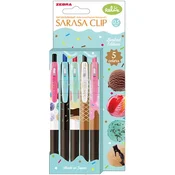 Gel olovka, 0,33 mm, na gumb, ZEBRA Sarasa Clip Ice Cream, 5 različitih boja 82756