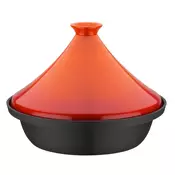 Casserole with lid GSW Black Orange Ceramic Stainless steel 30 x 22 cm