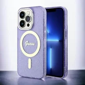 Guess Ovitek Guess Purple - Gold Glitter za iPhone 14 Pro s tehologijo MagSafe (GUHMP14LHCMCGU)