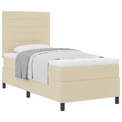 Vidaxl Postelja z vzmetnico z vzmetnico krema 80 x 200 cm blago