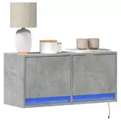 Zidni TV ormaric s LED svjetlima boja betona 80x31x38 cm