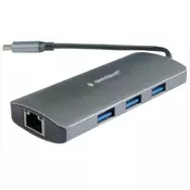 HUB-302 TYPE C TO RJ45 + USBx3 ALUMINIUM