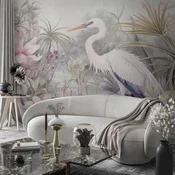 Foto tapeta - Heron wading in a pond - illustration in bright colours 500x350 Premium
