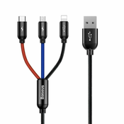 KABEL BASEUS 3IN1 TYPE-C & LIGHTNING & MICRO-USB CABLE 120CM BLACK