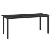 Vidaxl Vrtna miza črna 190x90x74 cm aluminij in steklo