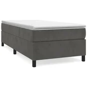 Vidaxl Posteljni okvir z vzmetmi temno siv 100x200 cm žamet