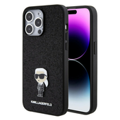 Karl Lagerfeld maska za iPhone 15 Pro max ikonik fixed glitter logo metal pin black ( KLHCP15XGKNPSK )