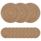 vidaXL Podloge iz morske trave 12 pcs Naravna O 30 cm