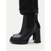 Tommy Jeans Škornji Tjw Chelsea High Heel Boots EN0EN03112 Črna