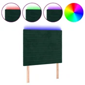 Vidaxl LED posteljno vzglavje temno zeleno 90x5x118/128 cm žamet