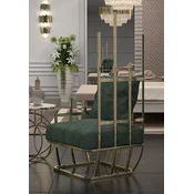 Casa Padrino luxury designer armchair right side with cushions green/gold 68 x 68 x H. 153 cm - Living room furniture - Hotel furniture - Luxury furniture