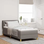 Postelja z vzmetnico z vzglavjem Taupe 90 x 190 cm blago