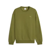 PUMA Essentials Elevated Relaxed Crew Sweatshirt Men, Clothing, Olive Green, L
