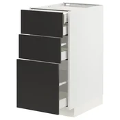 METOD / MAXIMERA Pod.elem.3front/2dnj/1srd/1vis.fiok, bela/Nickebo boja antracita, mat, 40x60 cm