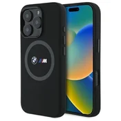 slomart Ohišje BMW M Silicone Printed Ring MagSafe za iPhone 16 Pro Max - črno