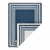 eoshop Preproga TWIN 22990 Okvir z vzorcem, bombaž, dvostranski, Okolju prijazna obroba - temno modra/krem ( - Velikost: 80x300 cm)