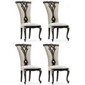 Casa Padrino luxury baroque dining chair set of 4 cream/black/gold - Magnificent baroque style kitchen chairs - Baroque dining room furniture - Luxury furniture baroque style