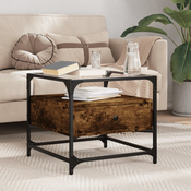 Stolic sa staklenom površinom boja hrasta 50x50x45 cm celik
