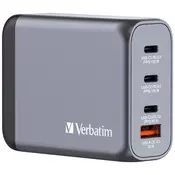 VERBATIM GaN GNC-100 omrežni polnilnik, 100 W, 3x USB-C, 1x USB