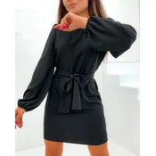 Resti Black womens short dress with buff sleeves