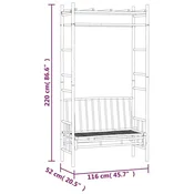 Vidaxl Vrtna klop s pergolo 116 cm bambus
