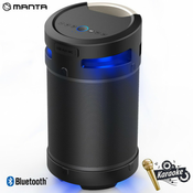 MANTA SPK5120 prijenosni KARAOKE zvucnik, Bluetooth 5.0, 100W RMS, STEREO 360°, TWS, punjiva baterija, RGB LED osvjetljenje, IPX5 vodootporan, FM radio, USB / AUX / MIC-in, Google Assistant Siri, crni