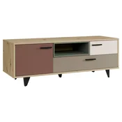 Carryhome TV-ELEMENT rjavosiva, peščene barve, terakota, žajbljevo zelena, hrast artisan