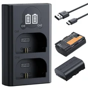 K&F CONCEPT Canon LP-E6NH Camera Battery 2600mAh, Dual-Battery Dual-Slot LCD Charger Set