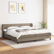 Box spring postelja z vzmetnico taupe 200x200 cm blago