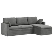 Vidaxl Kavč Temno siva 228 x 134 x 80 cm Žamet