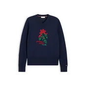 TOMMY HILFIGER Pulover mornarska / zelena / rdeča